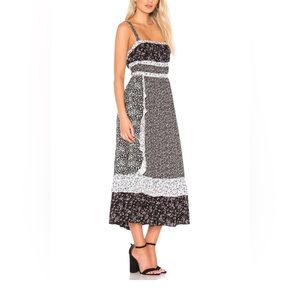 FREE PEOPLE Yesica Floral Ruffle-Trim Maxi Dress in Black Combo Bohemian Dress